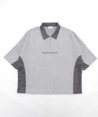 WEGO 【ユニセックス着用ITEM/MLサイズ展開】フェイクスウェードドルマンハーフZIPT（SS） ライトグレー