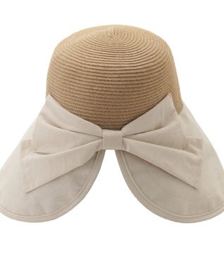 MOONBAT 【遮光100%/UPF50%＋/UVカット】洗えるバックリボン ブレードパラソルハット 手洗いOK/サイズ調整可能/吸水速乾/遮熱 オフホワイト