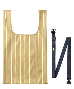 MOONBAT POLO RALPH LAURENRL ベルト付きレインバッグ ポロベア ボーダー ストライプ／撥水加工 ベージュ