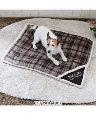  ペットパラダイス 遠赤外線 ボアマット 《 チェック柄 》 (80×60cm)
