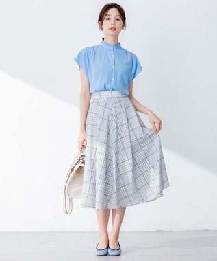 組曲 【洗える】シアーチェック スカート ベージュ系3