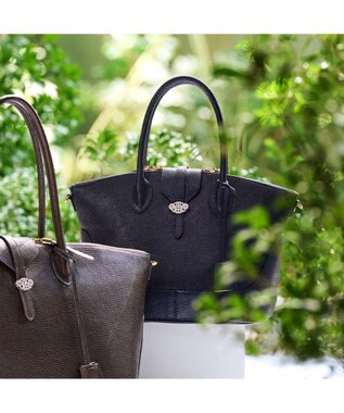 A.D.M.J. 【牛革】ノーブルファスナートート25cm(Dカン＋) NAVY