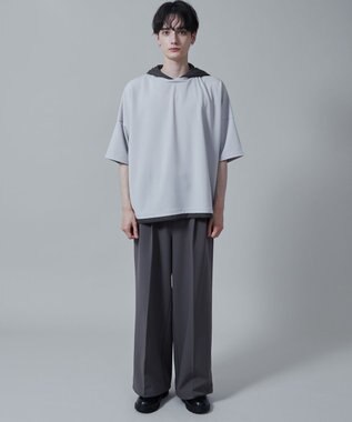 WEGO フェイクレイヤードフードT（S） ライトグレー