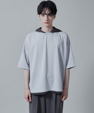 WEGO フェイクレイヤードフードT（S） ライトグレー