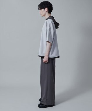 WEGO フェイクレイヤードフードT（S） ライトグレー