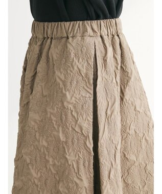 Green Parks ・ｆｕｒｒｙ　ｒａｔｅエンボスサイドタックフレアスカート Gray Beige