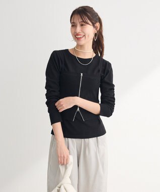 Green Parks ＳＥＴ２点ニットキャミビスチェ＋プルオーバー Black