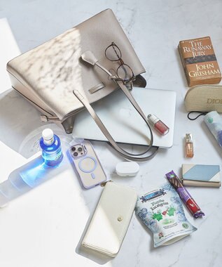 style code 【MERCURYDUO/マーキュリーデュオ】通勤、通学、リクルート両アオリポケットA4トートバッグ　キーチャーム付 グレージュ