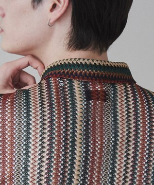 WEGO 【ユニセックス着用ITEM】ストライプメッシュBIGシャツ 柄2