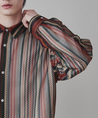 WEGO 【ユニセックス着用ITEM】ストライプメッシュBIGシャツ 柄2