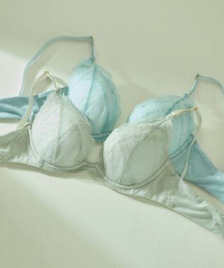 une nana cool リニューアル【綿混】ビタードットコットン 3/4カップブラ ライトブルー