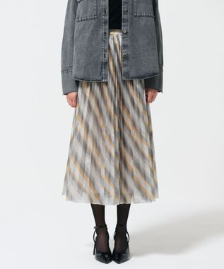 GRACE CONTINENTAL ラメラインプリーツスカート イエロー