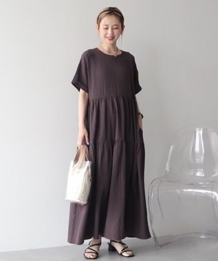 AMERICAN HOLIC 【先行予約】【WEB限定】サッカーティアードワンピース＜丈違い＞ Brown