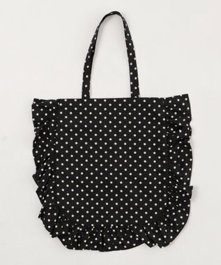WEGO ドット柄フリルトート ブラック