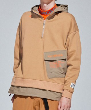 PW CIRCULUS 【MEN】裏毛ジップアップフーディ ベージュ系