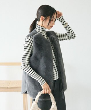 CRAFT STANDARD BOUTIQUE エコファー×ムートンチュニックベスト Charcoal Gray