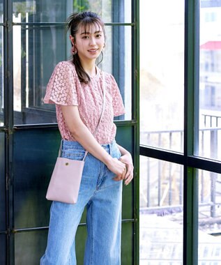 Tiaclasse 【洗える】チュールレースブラウス ピンク