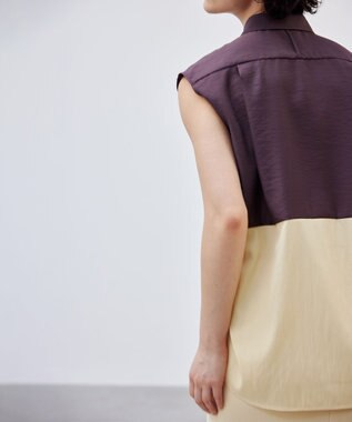 BEIGE， 【洗える】SERBES / ノースリーブブラウス Bordeaux×Cream