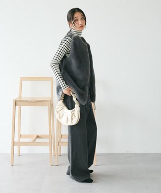 CRAFT STANDARD BOUTIQUE エコファー×ムートンチュニックベスト Charcoal Gray