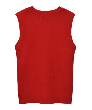 earth music&ecology ロゴ刺繍ノースリーブニットプルオーバー Red