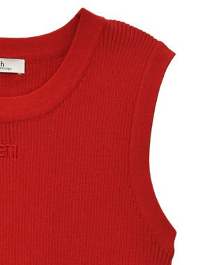 earth music&ecology ロゴ刺繍ノースリーブニットプルオーバー Red