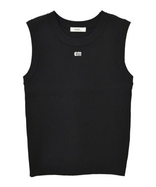 earth music&ecology ロゴ刺繍ノースリーブニットプルオーバー Black