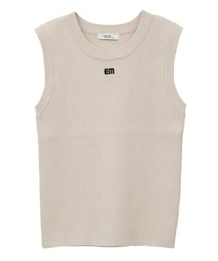 earth music&ecology ロゴ刺繍ノースリーブニットプルオーバー Ivory