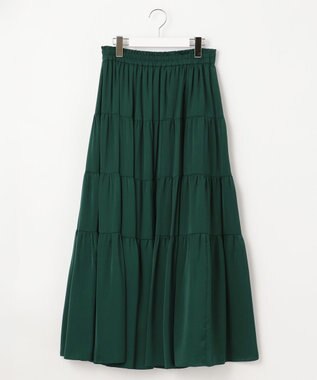 自由区 L 【洗える/着丈調節可】カラー ティアードスカート グリーン系