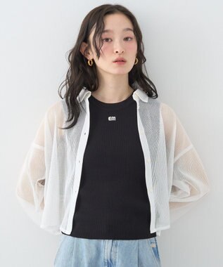 earth music&ecology ロゴ刺繍ノースリーブニットプルオーバー Black