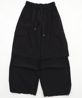 WEGO 【ウエストゴム】2WAYカーゴパンツ ブラック