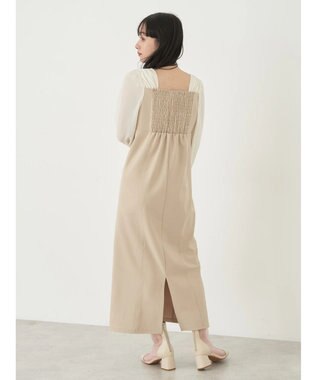 earth music&ecology ショルダードッキングワンピース Beige