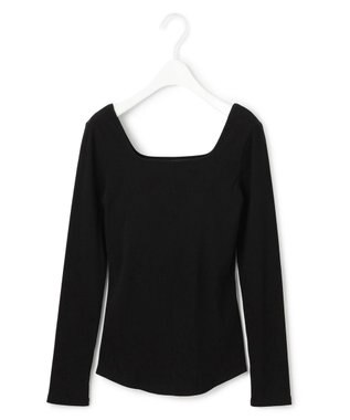 ICB 【洗える】【OUR WACOAL コラボ】カップイン スクエアネックロングTシャツ ブラック系