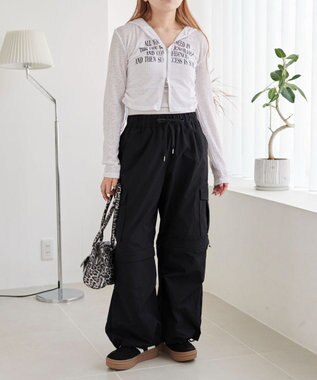 WEGO 【ウエストゴム】2WAYカーゴパンツ ブラック