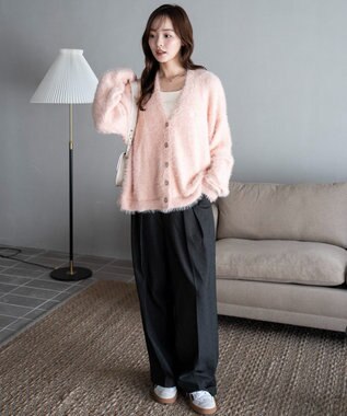 WEGO 【25年秋冬新作/WEB限定】別注USPOLOシャギーニットカーデ ライトピンク