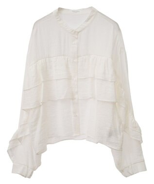 Green Parks シアーフリルショート丈ブラウス Off White