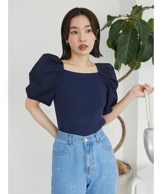 Green Parks ・ＡＮＤ　ＳＥＡＲＣＨ　布帛スリーブニットプルオーバー Navy