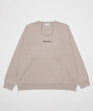 WEGO アクセ付きワンポイントニットプルオーバー（LS） グレー