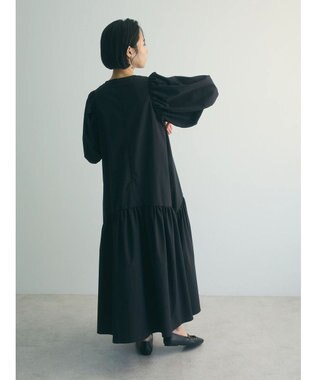 Green Parks armonia.ボリュームギャザーワンピース Black