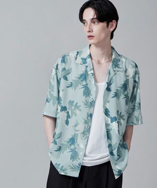 WEGO 【ユニセックス着用ITEM/MLサイズ展開】トロミアロハシャツ（S） サックス