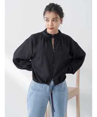 earth music&ecology カフタンフリルブラウス Black