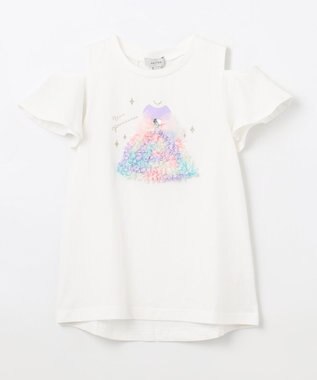 ANY KIDS 接触冷感 しろくま オフショルダー Tシャツ オフホワイト×ドレス