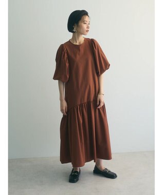 Green Parks armonia.ボリュームギャザーワンピース Brown