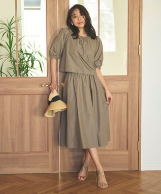 Feroux 【洗える】パフスリーブセット アップ キャメル系