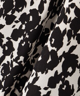 ICB 【洗える】シルエットフラワープリント マーメイドスカート ブラックベース柄