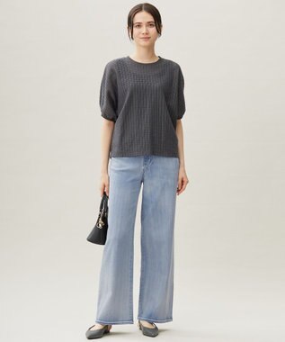 自由区 【カタログ掲載・洗える】チェックジャカード カットソー チャコール