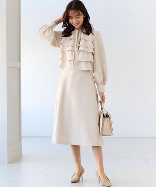 組曲 【KUMIKYOKU NAVY】コンフォータブルドレープ フレアスカート サンドベージュ系