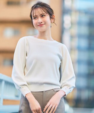 ANY SIS S 【洗える】フラワーモイスチャー ニット ホワイトローズ