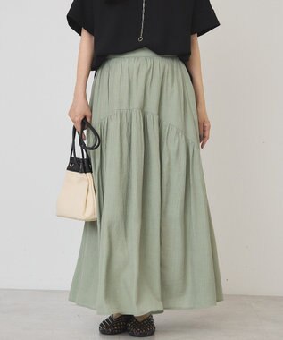 AMERICAN HOLIC 楊柳ギャザーボリュームフレアスカート Khaki