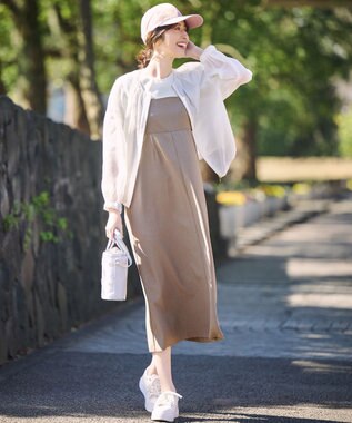 ANY SIS L 【洗える・2SET】カットデザインスタイルアップ ワンピース×ニット モカ×アイボリー