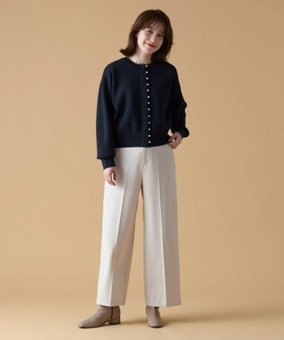 ANY 【前後着用可能/洗濯機可】２WAYパールニットカーディガン ネイビー